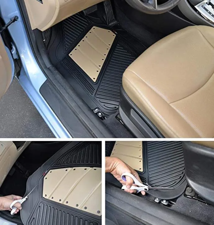 Black &amp; Beige 2 Tone Rubber Car Floor Mats for Auto