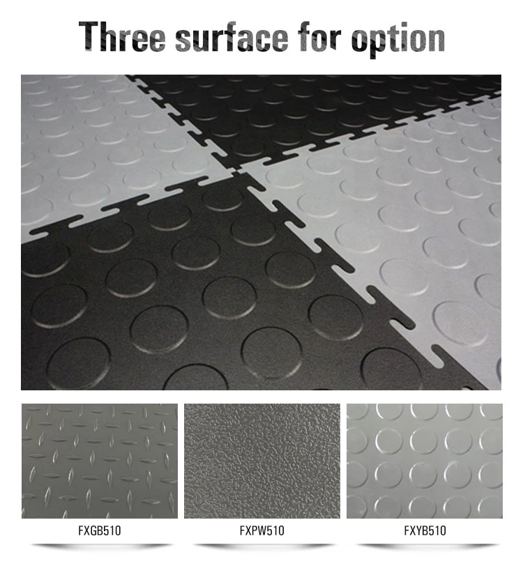 Hidden-Concealed Interlocks Garage Floor PVC Tile Floor Mats for Auto Repair Plants