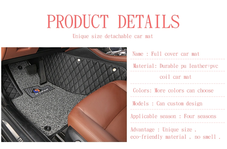 Wholesale No Objectional Odor Hand Sewing Anti Slip PU Leather 5D /6D/ 7D Car Mat
