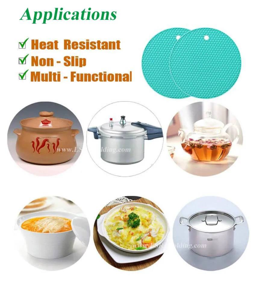 Food Grade Square Honeycomb Non-Slip Heat-Resistant Silicone Pad Pot Holder Bowl Mat