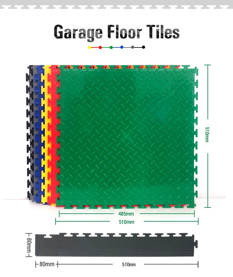 Hidden-Concealed Interlocks Garage Floor PVC Tile Floor Mats for Auto Repair Plants