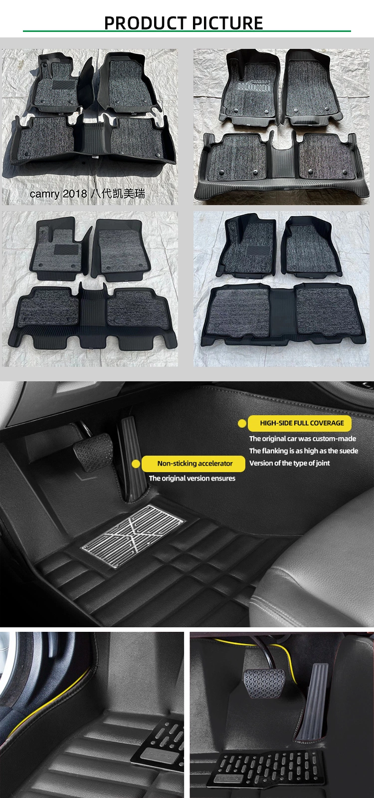 Interior Decorations Anti Slip Double Layer Leather 5D Car Floor Mats