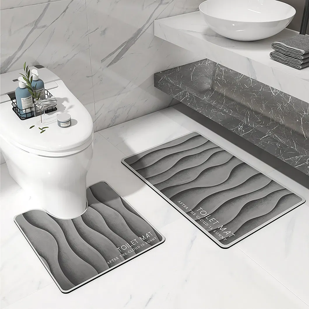 Unique Design Hot Sale Microfiber Bath Mats Square Geaphic Tuffed Bath Mat Set