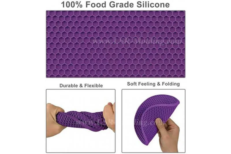 Food Grade Square Honeycomb Non-Slip Heat-Resistant Silicone Pad Pot Holder Bowl Mat