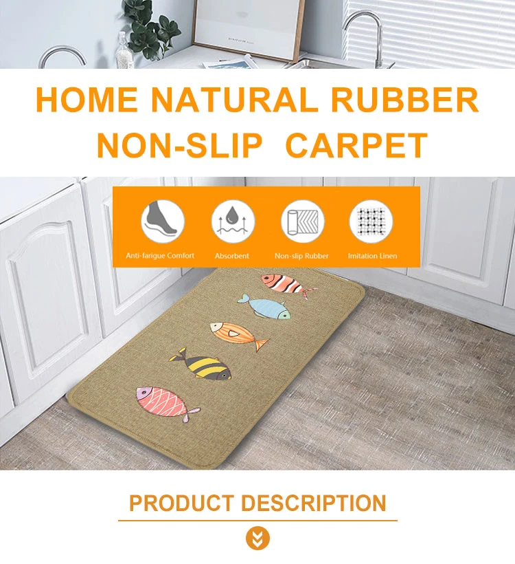 Custom Anti Fatigue Linen Fabric Non-Slip Square Front Door Foot Mat Indoor Clear Kitchen Door Mat
