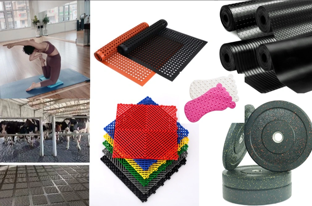 Anti Slip and Drainage Holes Car 4s Store Film Shop Use PVC PP Garage Floor Tile Mat 500X500mm with Safety Edge