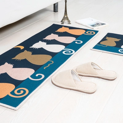 Anti-Slip Durable Linen Cotton Entry Custom Anti Fatigue Linen Fabric Non-Slip Square Front Door Foot Mat Indoor Clear Kitchen Door Mat