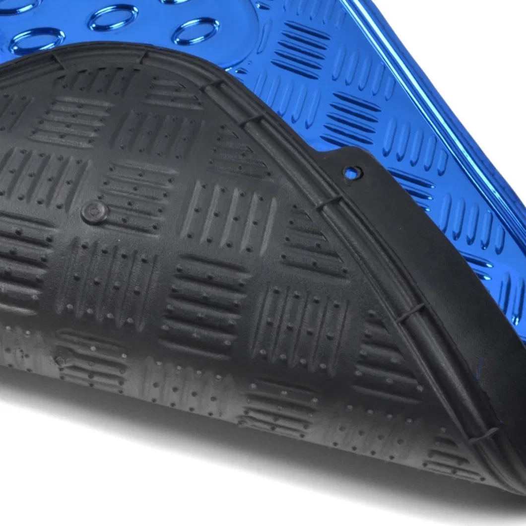 Universal Fit 4-Piece Metallic Design Car Floor Mat - (Blue)