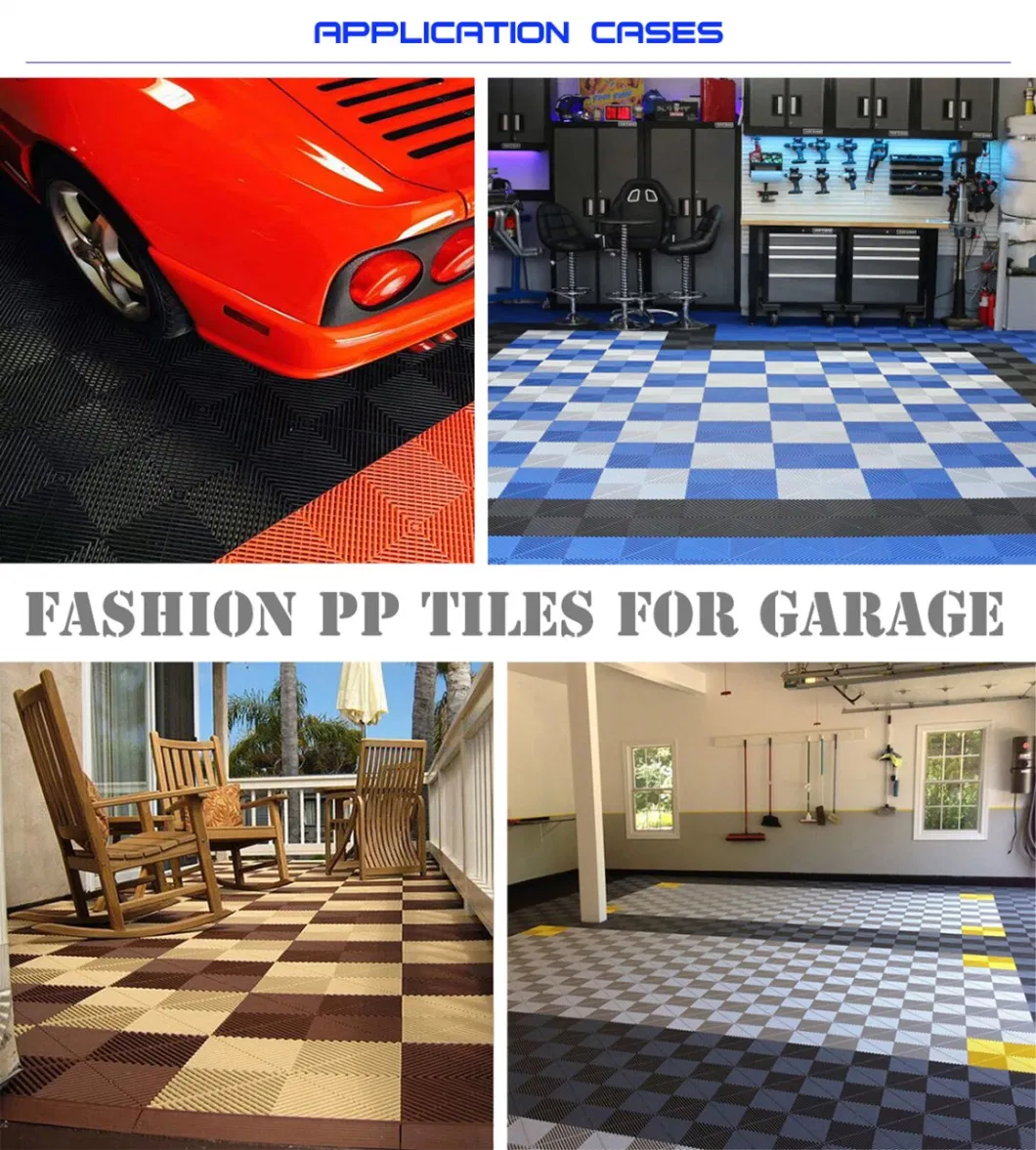 PP Car Wash Room Anti-Slip Drainage Easy to Clean Tile, Environmental Protection Garage PP Dustproof Compression Splicing Mat