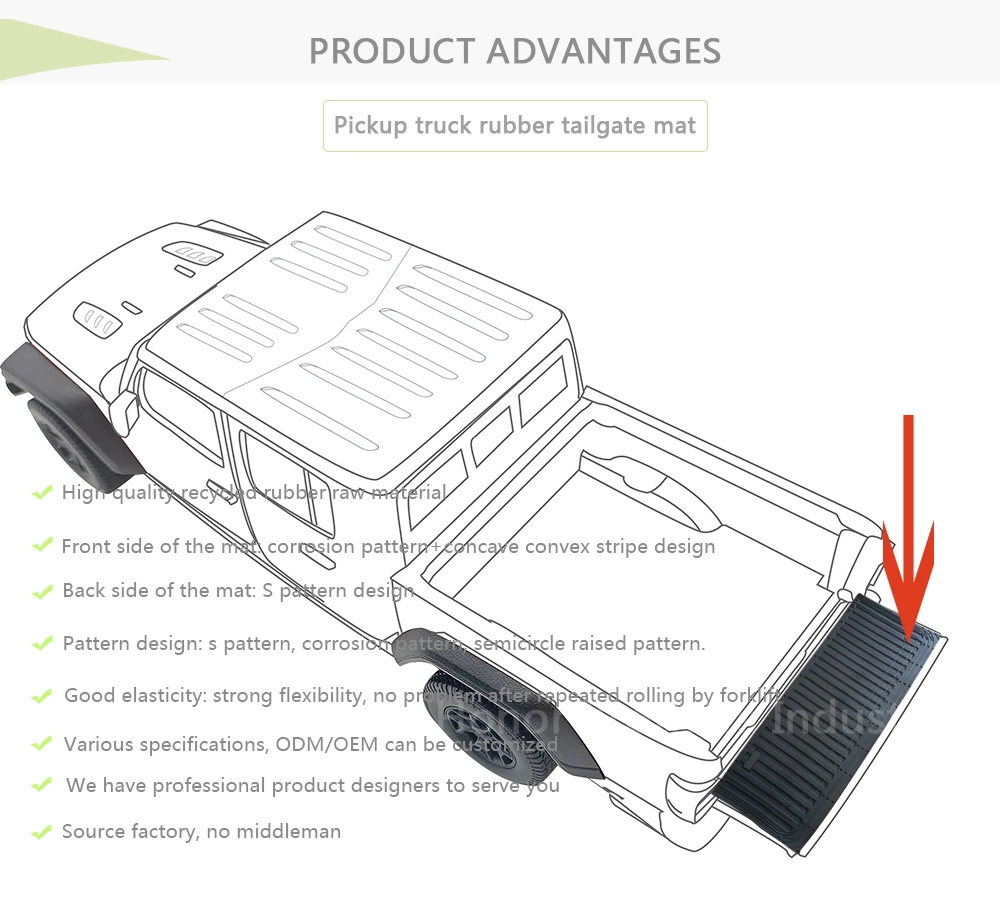 Waterproof Cargo Box Bed Liner Heavy-Duty Rubber Utility Truck Bed Tailgate Mat