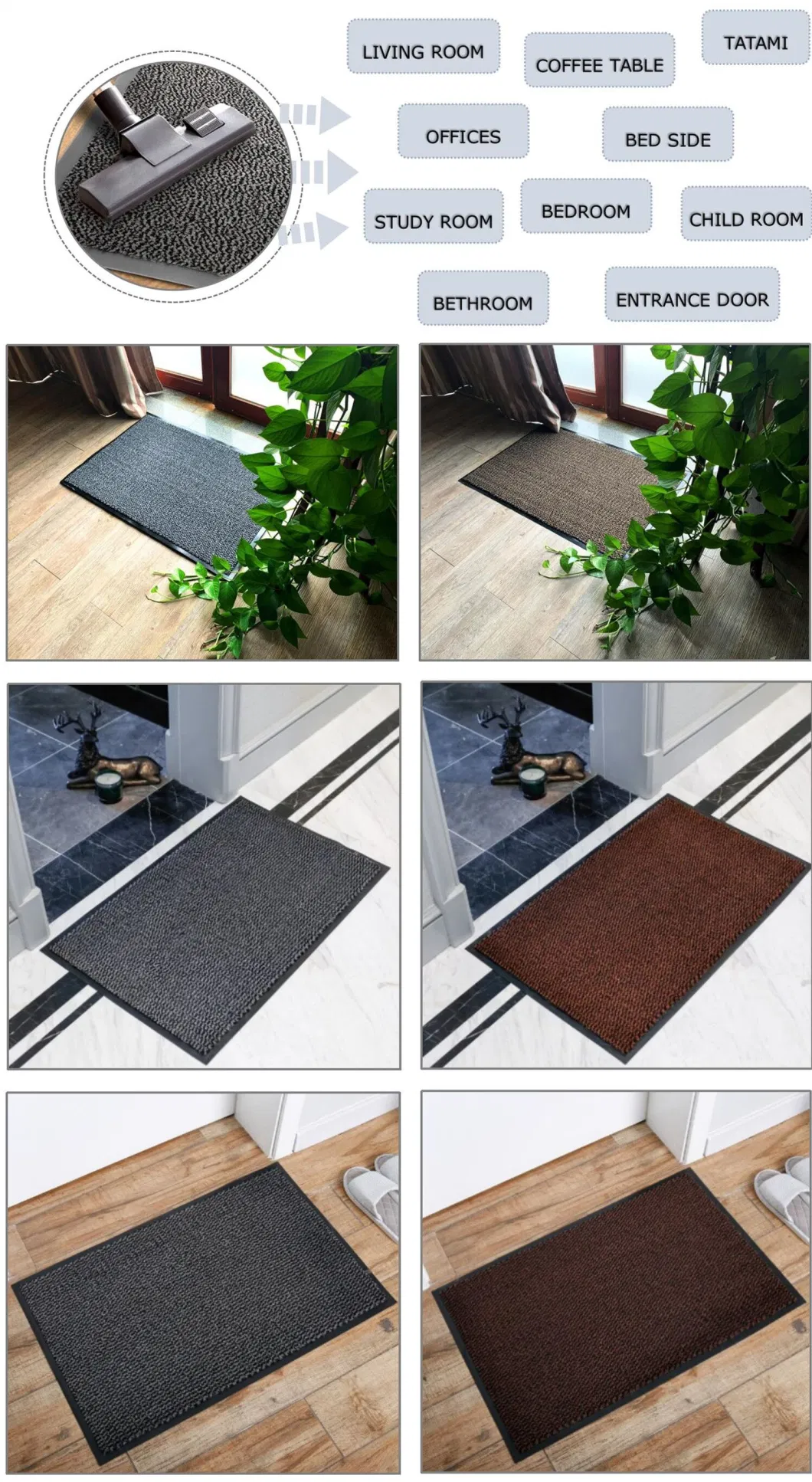 Woven Nylon Coloured Yarn Rubber Tufted Cut Pile Faro Twisted Polypropylene PVC Door Mat Carpet Floor Mat