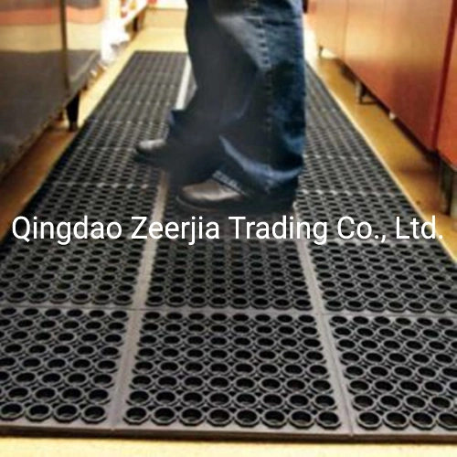 Anti Slip and Anti-Fatigue Durable Heavy Duty Black Rubber Floor Mats with Connector, Use for Work Mat