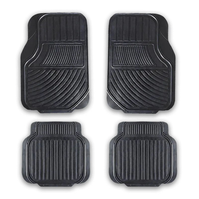 Universal Fit Heavy Duty Rubber for All Weather Protection Black Automotive Floor Mats Fits Most Cars, Suvs, and Trucks, 4 Piece (Full Set Trimmable)