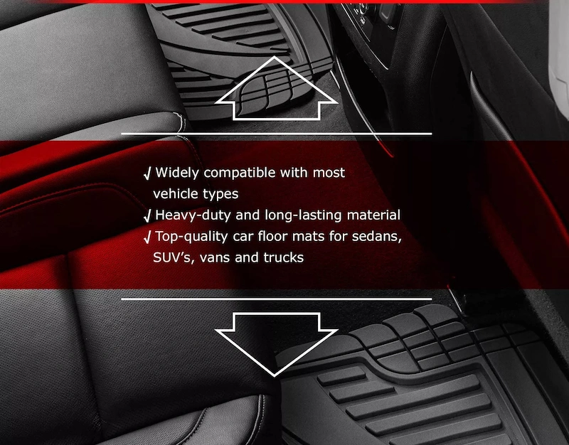 Heavy Duty Rubber Mat Car Deep Dish Universal Fit Front &amp; Rear PVC Car Floor Mats