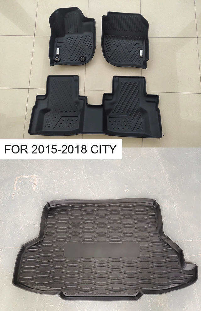 High Quality Car Interior Accessories Deep Dish Matting TPV Auto Foot Trunk Mat Full Set Universal Car Mat for 2015-2021 City Floor Mats