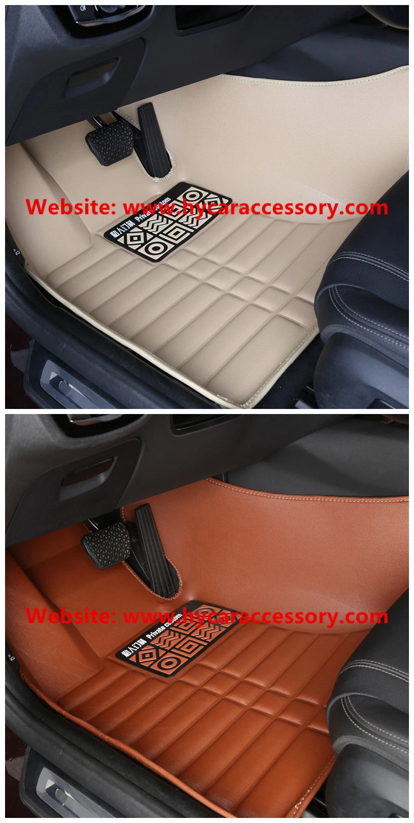 Wholesale Waterproof Wear Beige Leather 5D Anti Slip Car Mat