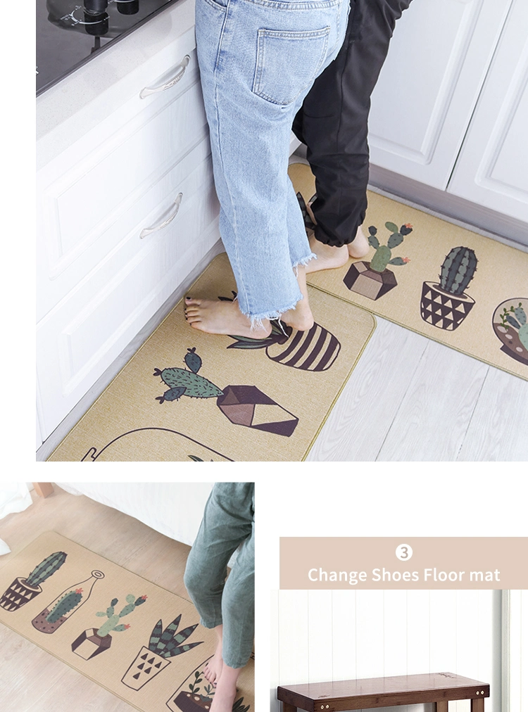 Anti-Fatigue Linen Fabric Anti-Slip Square Front Door Mat Wear-Resistant and Dirt-Resistant Kitchen Mat