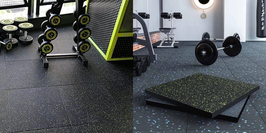 Elastic Flooring Tiles Anti-Slip Wear Resistant Interlocking Sports Mats Recycled Rubber Mat Indoor Fitness Gym Rubber Flooring EPDM Rubber Floor Mat