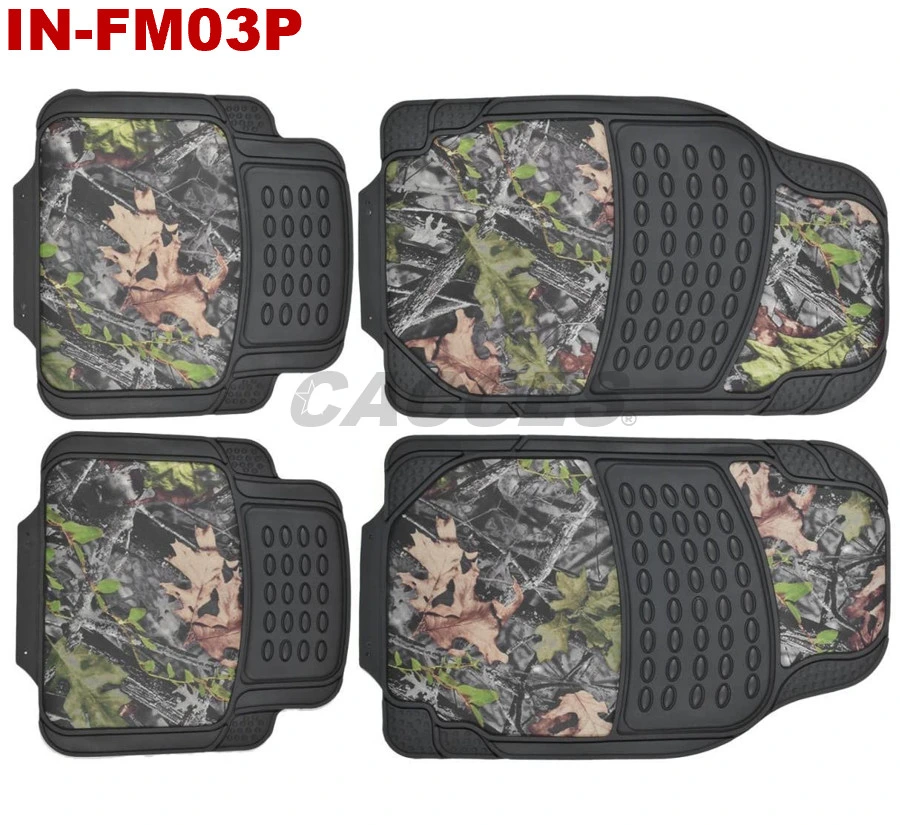 Automotive Floor Mat Camouflage Climaproof for All Weather Protection Universal Fit Heavy Duty Rubber Premium Recon Fit Most Car,SUV&Truck,Car Forest Leaves Pad