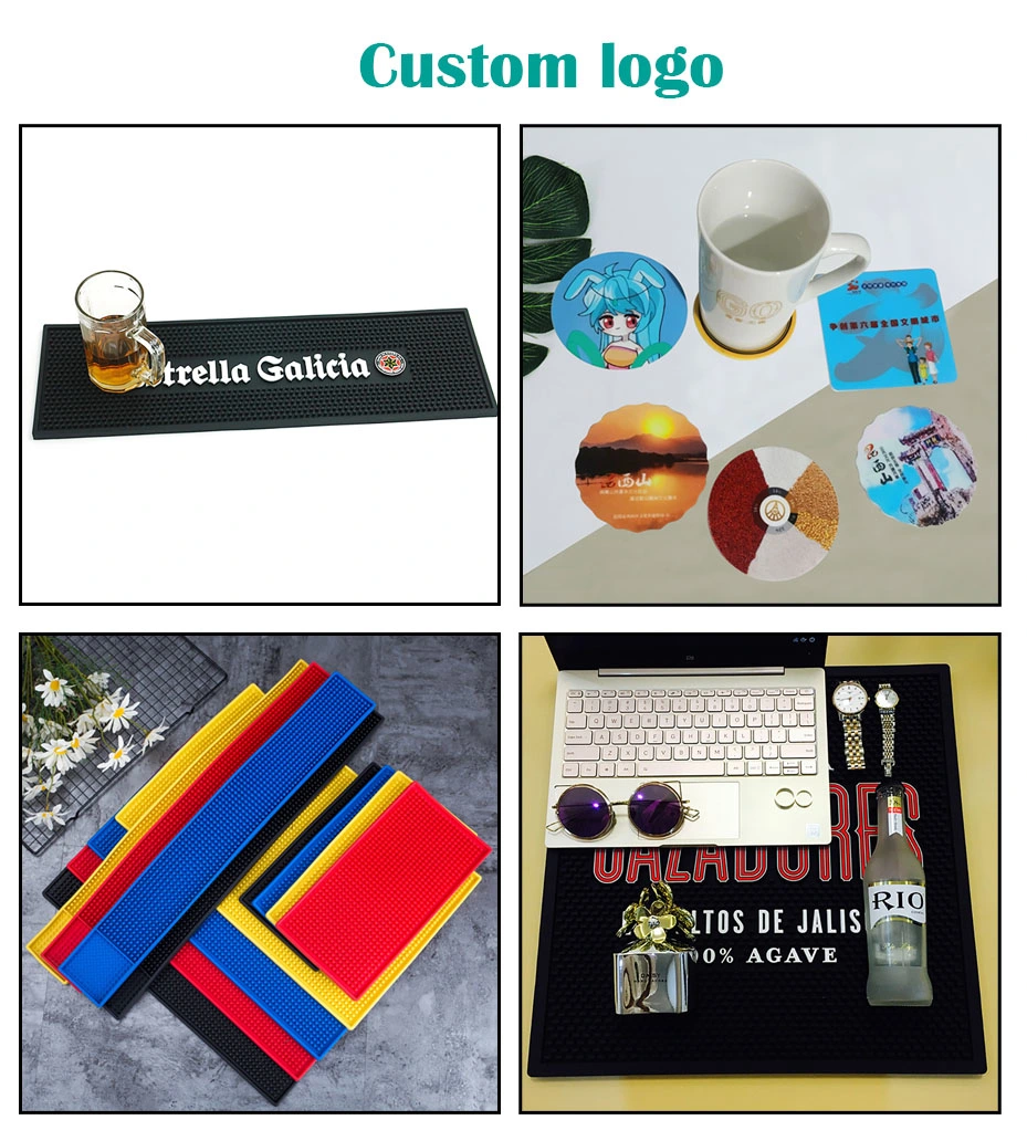 Personalized Coffee Bar Pad Custom Promotional Thicken PVC Soft Bar Cup Mat