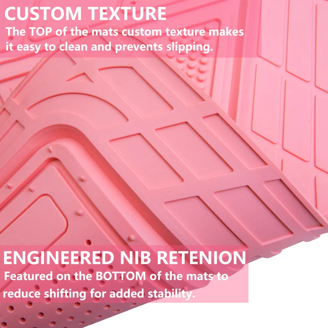 Custom Waterproof 3D Floor Mats Soundproof PVC Leather Pink Universal Rubber Car Mats for Women