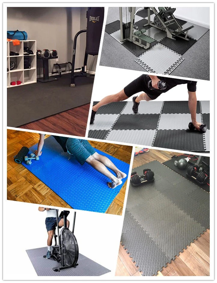 6PCS Gym Flooring Mat EVA Interlocking Foam Mats Black Exercise Training Puzzle Mat Floor Carpet Mat for Gym Workout Pad