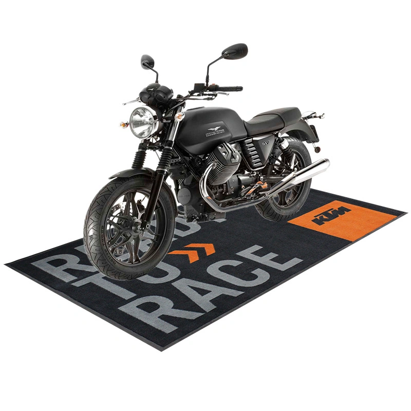 Welcomed Bikecycle and Motorcycle Nonwoven Velour Printed Mat with PVC Backing