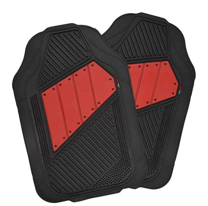 2 Tone Rubber Car Floor Mats for Auto Black &amp; Red