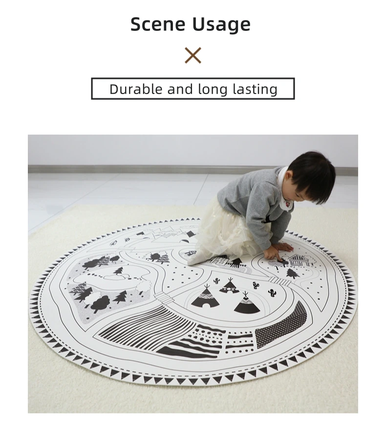 Nordic Traffic Baby Crawling Play Mats Infant Gym PU Leather Rug Crawling Children&prime;s Carpet