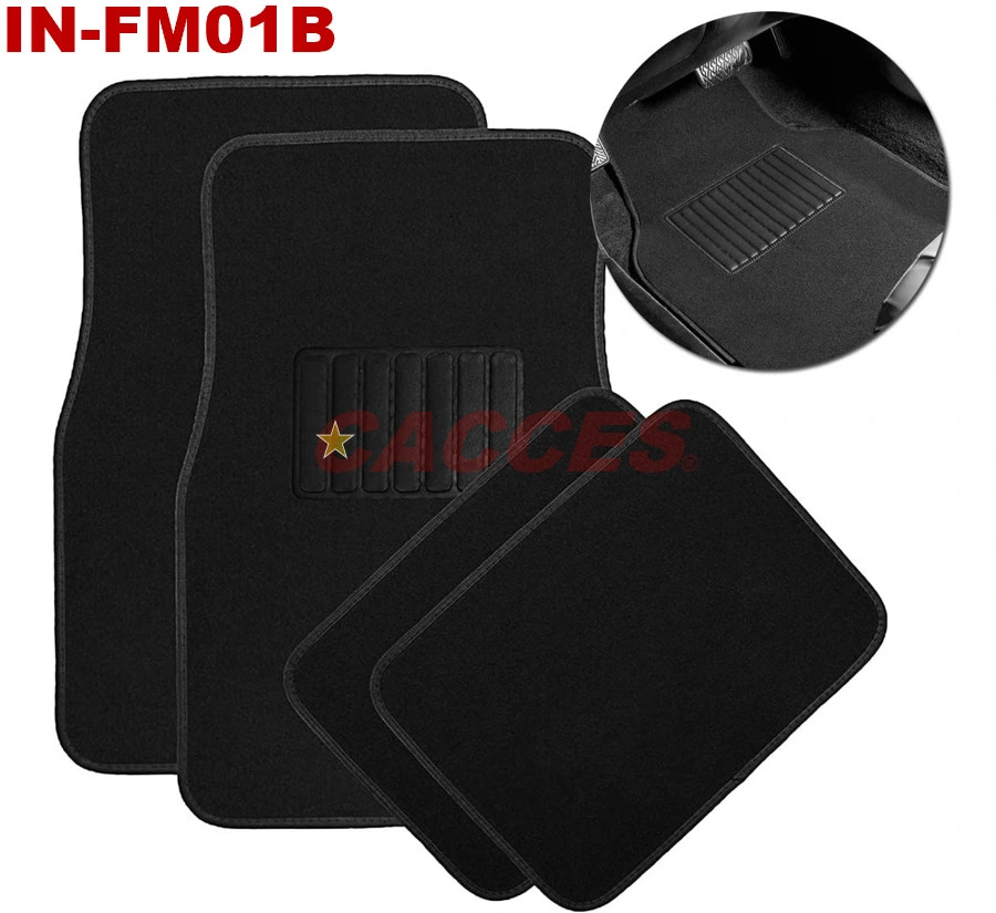 All Weather Carpet Vehicle Floor Mats- 4-Piece Black Premium Quality Carpet Vehicle Floor Mats Plus Vinyl Heel Pad for Additional Protection-Front &amp; Rear Floor