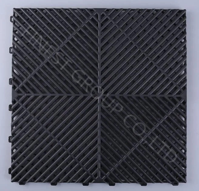 Durable Ribbed 400X400mm Garage Flooring Tiles Garage Floor Mat for Car Wash, PP Floor for Workshop, PP Floors for Warehouse