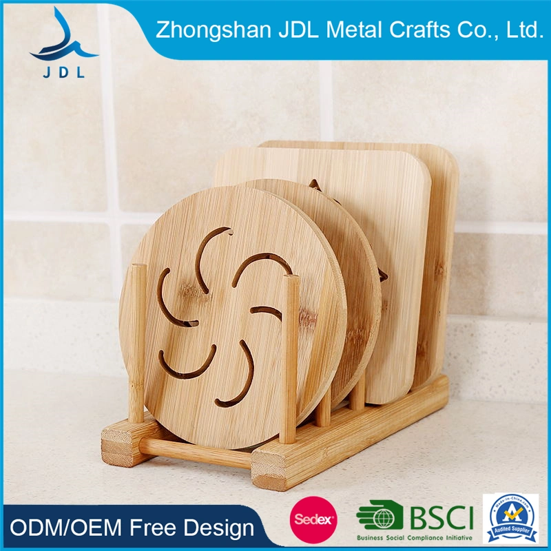 Laser Engrave Bamboo Printing Placemats Bottle Promotional Water Wax Oil Surface Wood Set LED Light Sticker Banboo Coaster Tablemat