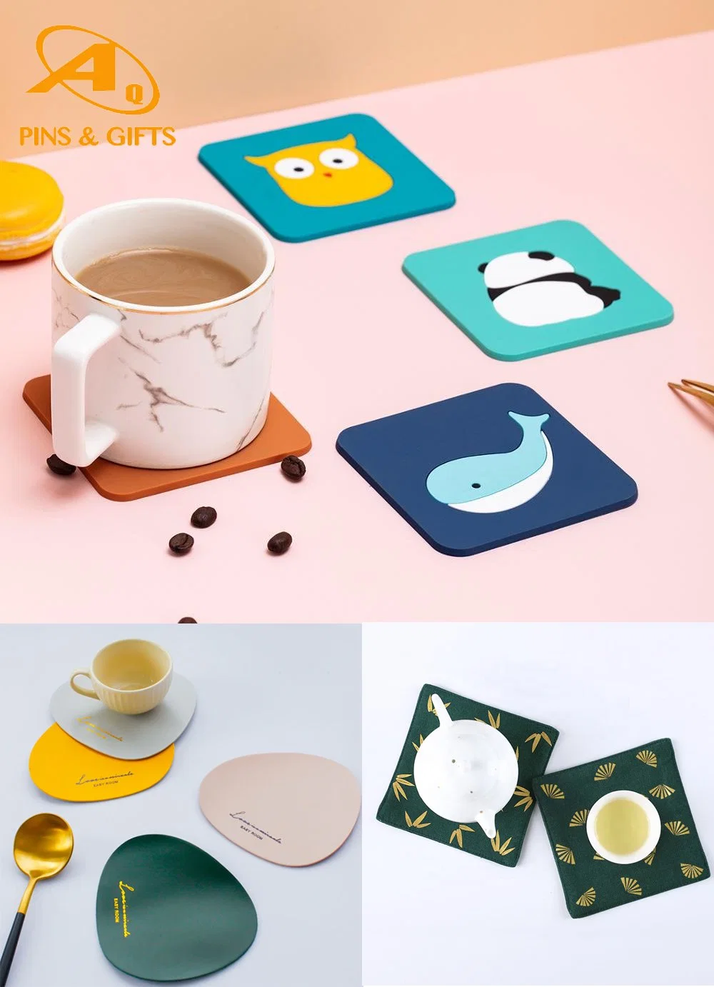 Wholesale Custom Printed Round Cheap Absorbent Drink Cup Placemat Soft Plastic Logo Waterproof Cellphone Bag Cardboard Paper Coaster Tablemat