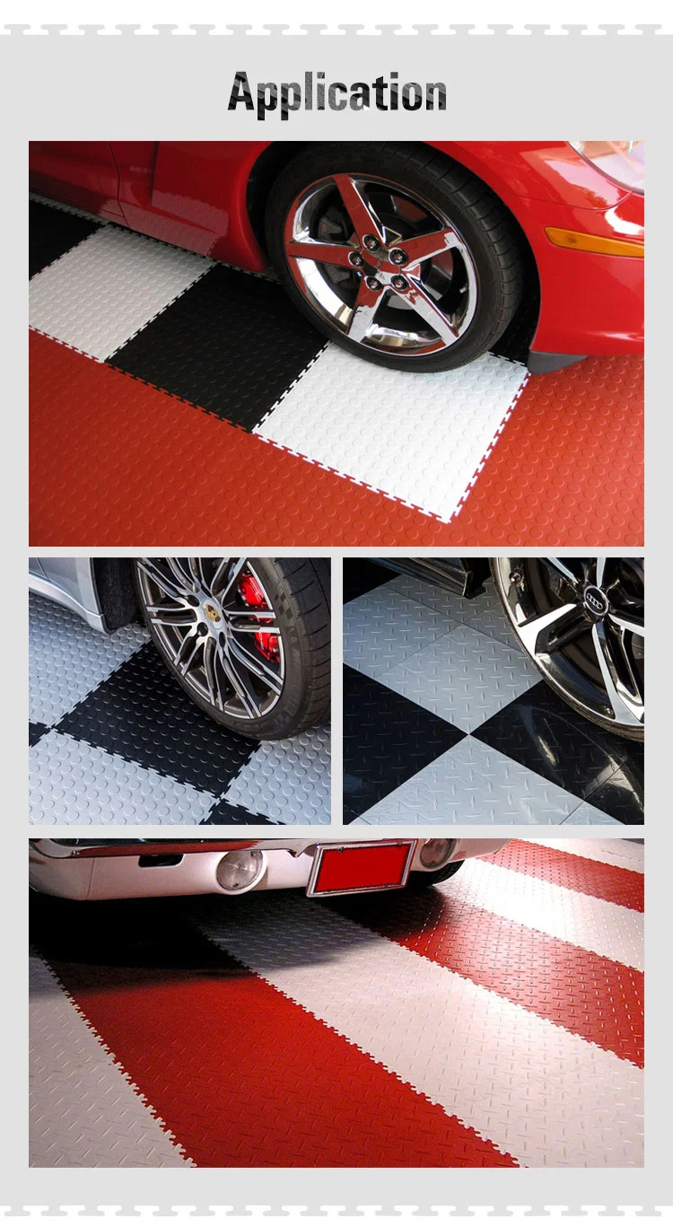 Good Quality&Durable Withstand Forklift Warehouse Workshop PVC Garage Floor Tiles Car Detailing Shop Floor Mat