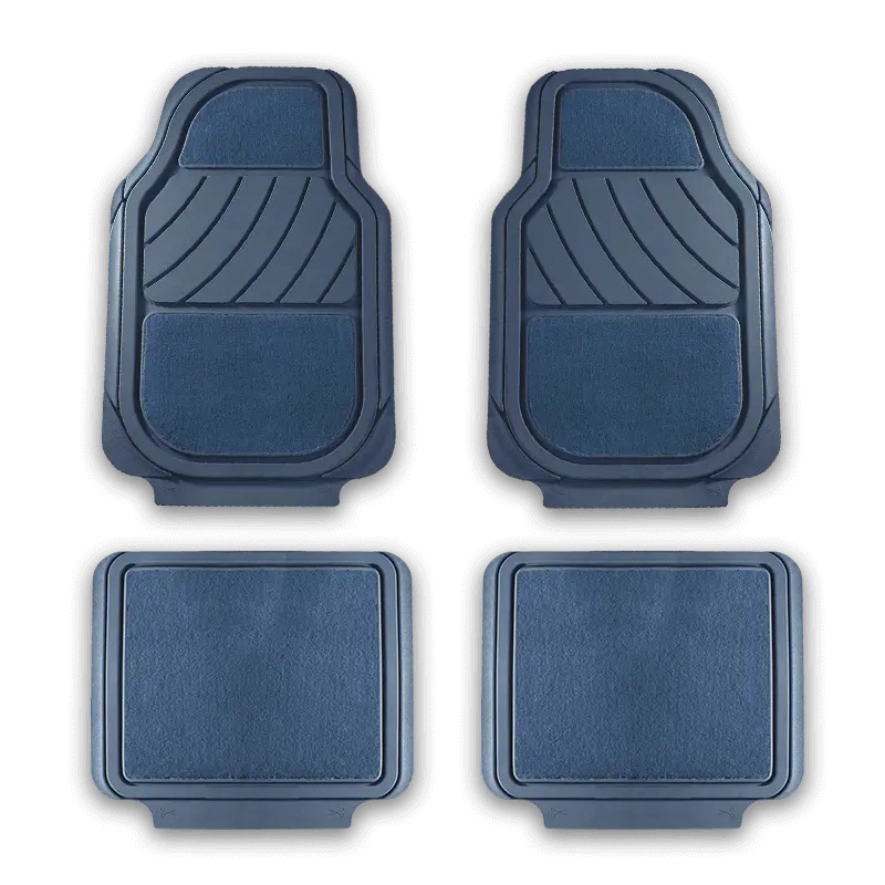 PVC Car Floor Mats with Carpet Fit Universal Car (BLUE)