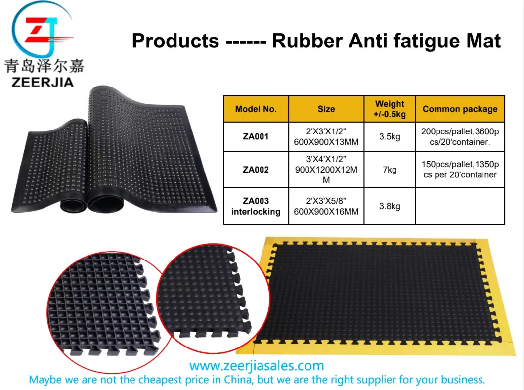 Air Grid Rubber Safety Workplace Modular Comfort Mat for Dry Area 60X90cm