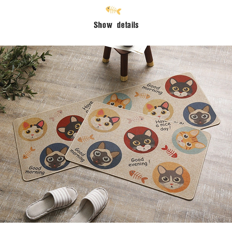 Custom Printed Linen Antislip Jute Kitchen Floor Mat Blank Linen Rubber Mat