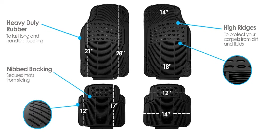 Automotive Floor Mats Heavy Duty Rubber Floor Mats for Cars Universal Fit Full Set Climaproof Floor Mats, Trimmable Floor Matsautomotive Floor Mats