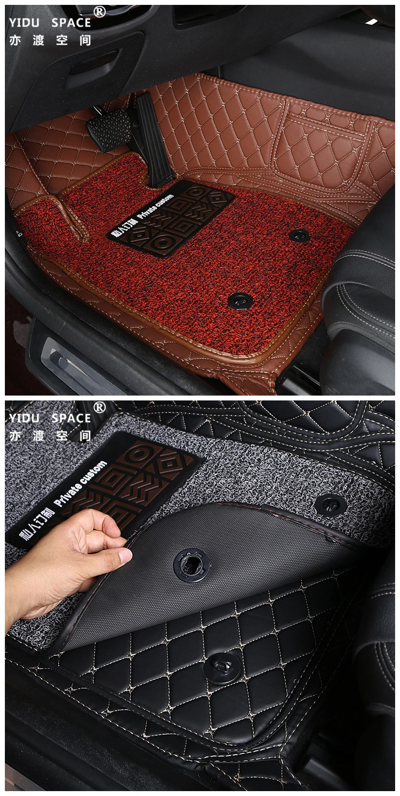 Customized Hand Sewing Leather Anti Slip 5D Car Floor Mats