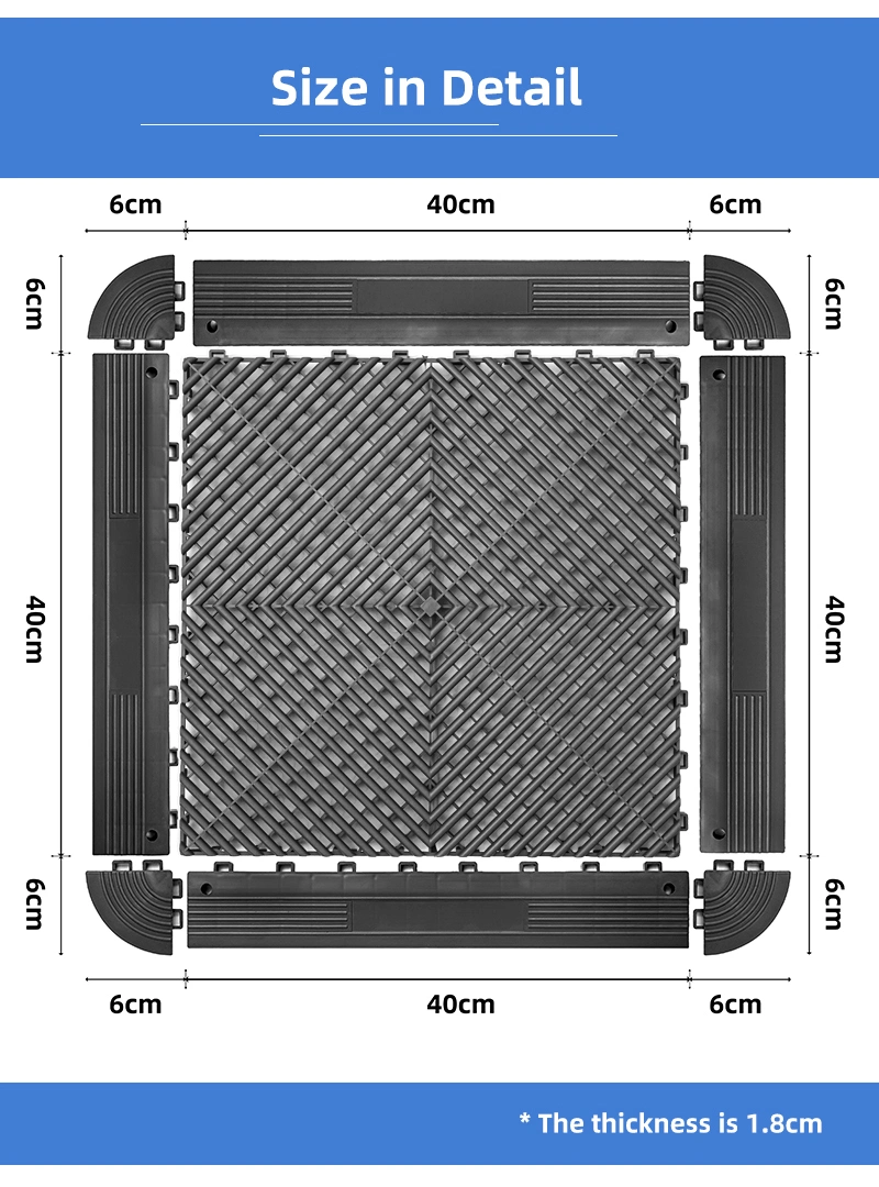 PVC for Car Wash Splicing Grid Grille Interlocking Garage Floor Tiles Floor Car Wash Grating Mats Anti Slip Removable Plastic