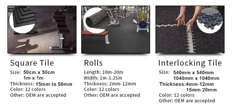 China Manufacturer EPDM Interlock Rubber Gym Floor Rubber Mat Tiles Carpet for Gym