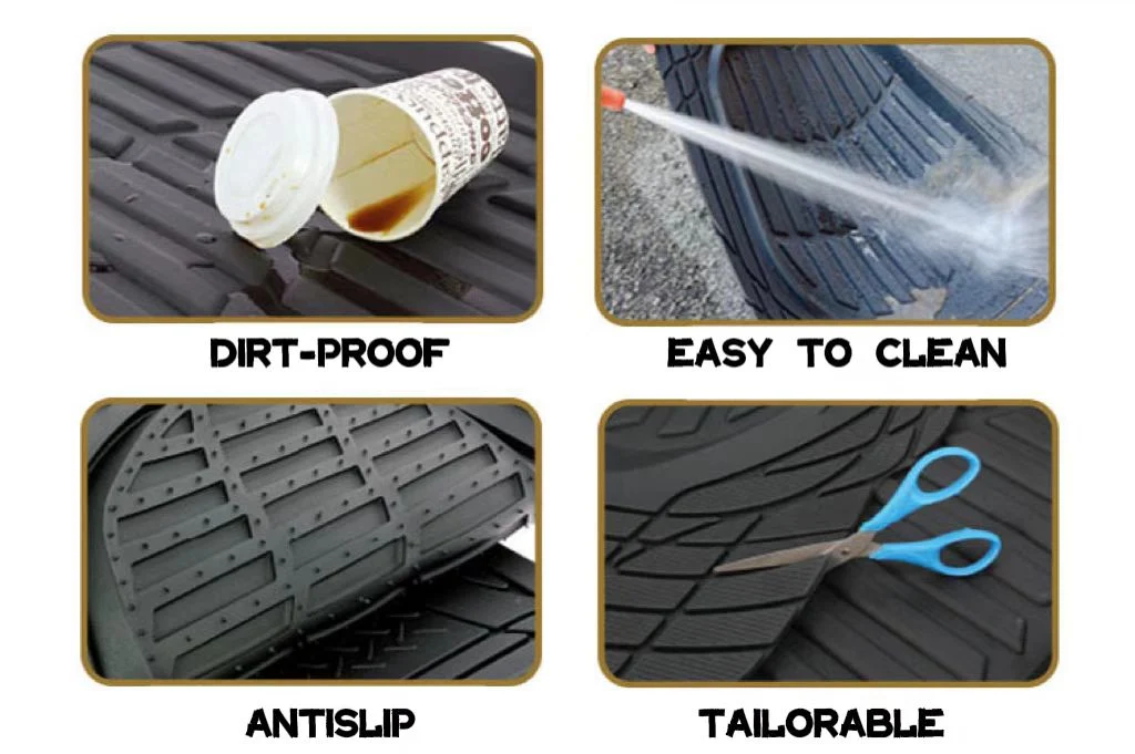 Four Seasons Carpet+PVC Car Mat Anti-Slip 4PCS Set Black/Grey/Beige