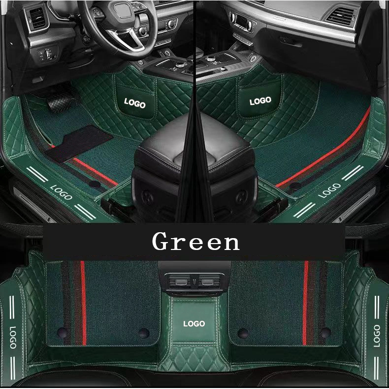 2023 New Style Good quality Custom Size Green Color Leather Car Floor Mats for LHD &amp; Rhd