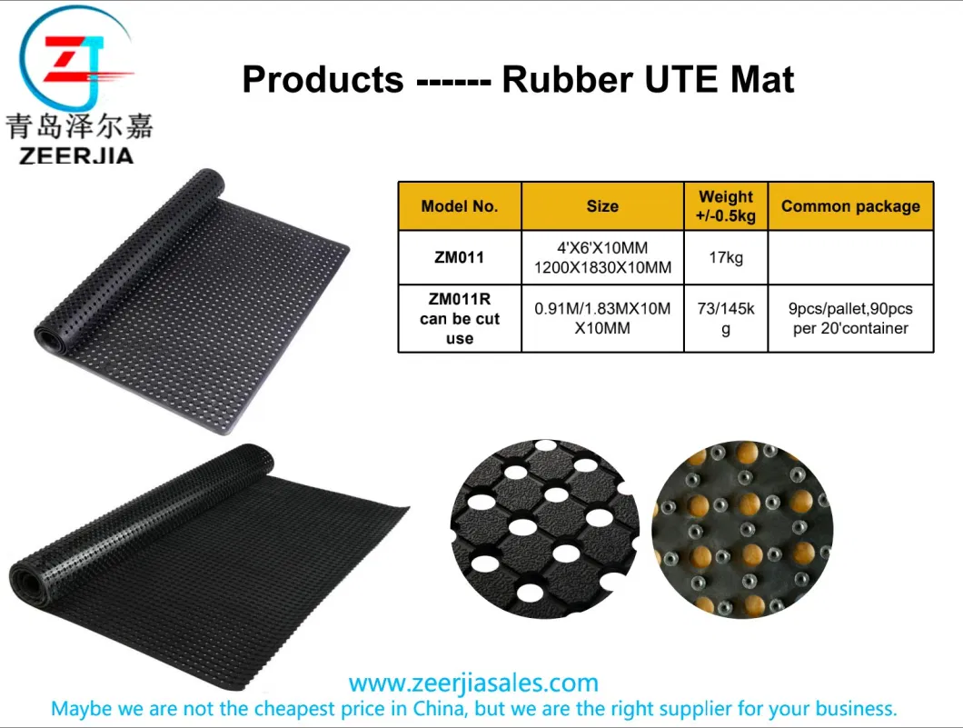 Durable Anti Slip and Oil Resistant Rubber Protection Mat for Car Truck Vans Ute Floor Matting Use