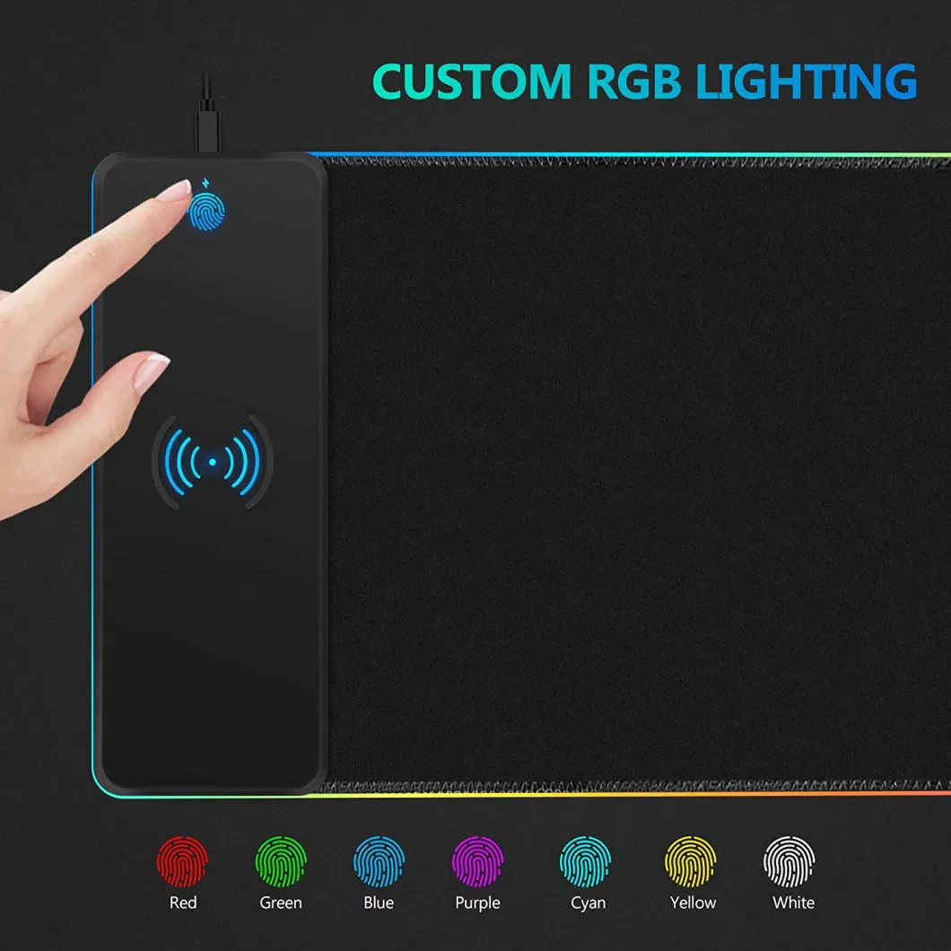 Fast 10W Wireless Charging Keyboard Mat RGB LED Light Gaming Mouse Pad