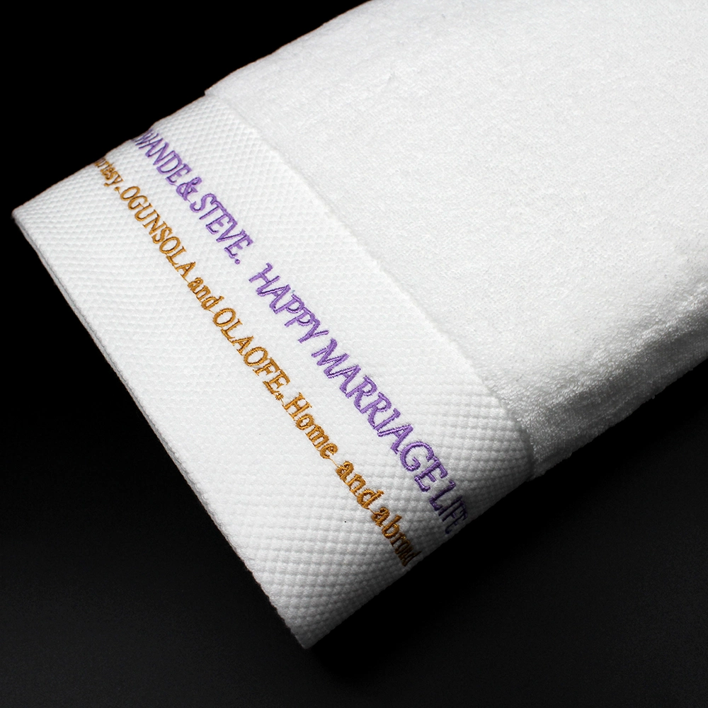 Custom Embroidery Logo White SPA 100% Cotton Natural Body Bathroom Towels and Washcloths