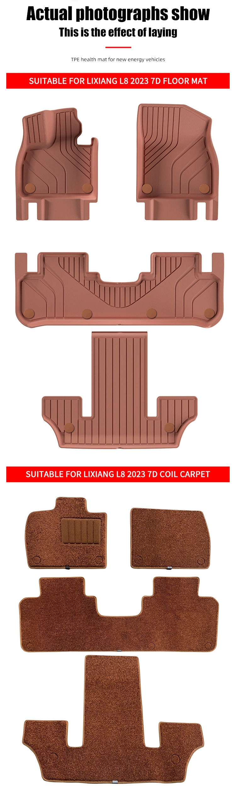 Car Floor Mat for Lixiang L8 2023 7D Orange