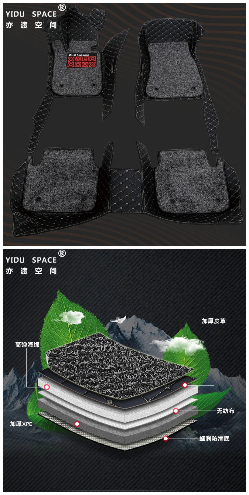 Customized Anti-Slip Leather PVC Wire Coil 5D Carpet Car Mat