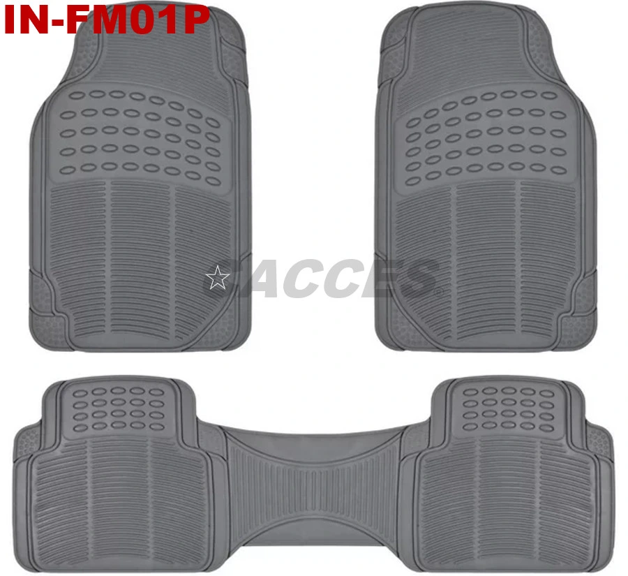 All Weather Solid Rubber Trimmable Front and Rear 3-Piece Universal Car Van Truck Floor Mats Set Heavy Duty Rubber Floor Carpet for Car SUV Truck Black,Beige.
