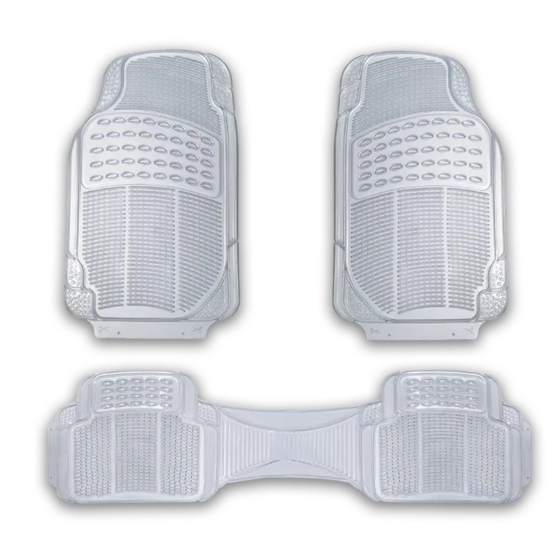 3PC Front &amp; Rear PVC Floor Mats for Universal Car All Weather Protection (Crystal Clear Transparent)